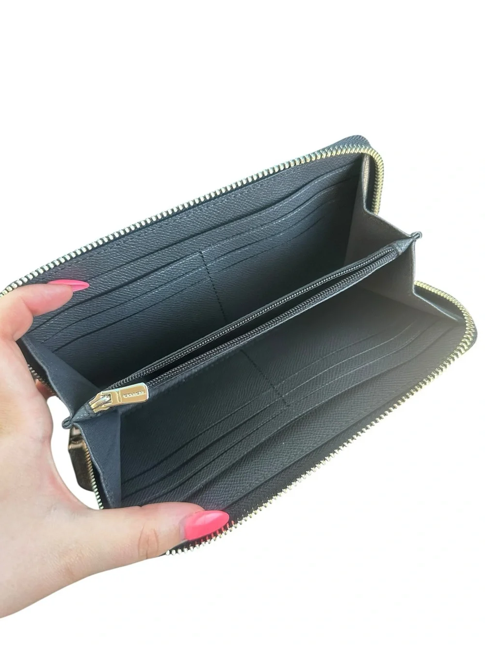 Coach Metallic Pewter Zip Around Long Wallet NWOT